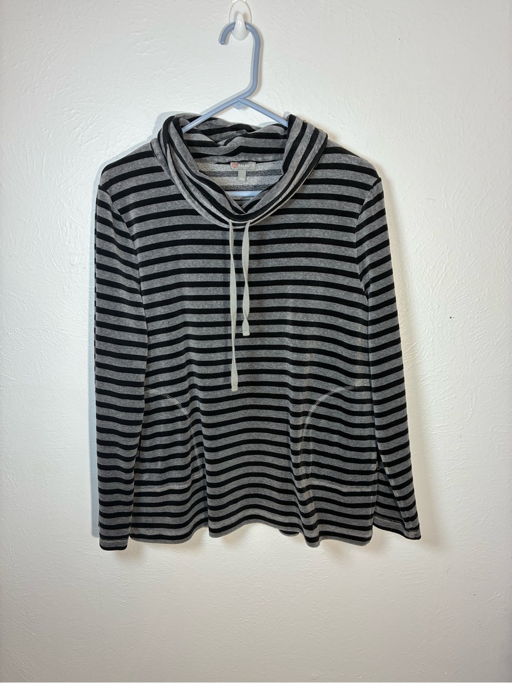 Talbots Black & Gray Striped Turtleneck Sweater